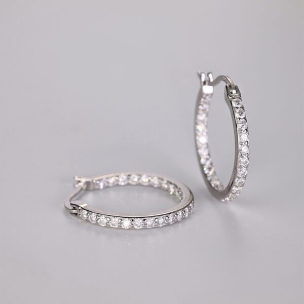 S925 Sterling Silver Pave Hoop Earrings