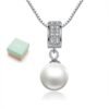 925 Sterling Silver Simulated Pearl Long Chain Necklace Pendant