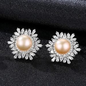 664938950254.jpg Sterling Silver Snowflake Stud Earrings Korean Gemstone Pearl Earrings Fashion Silver