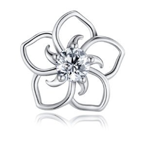S925 Sterling Silver Abstract Flower Stud Earrings, 0.5ct D-VVS1 Moissanite, Platinum Plated Hollow Petal Design, With GRA Certificate Gift Box