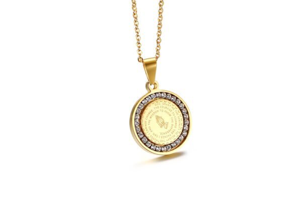 6a16f0be-286f-4812-b22b-a80db487ba52.jpg Stainless Steel Rhinestone Prayer English Scripture Pendant