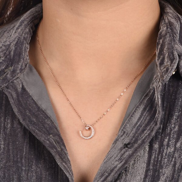 S925 Sterling Silver Star Moon Necklace