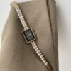 6c41e02a-af07-455f-8212-c9b8cdcf15d8.jpg Black Square Pearl Bracelet Diamond Quartz Watch