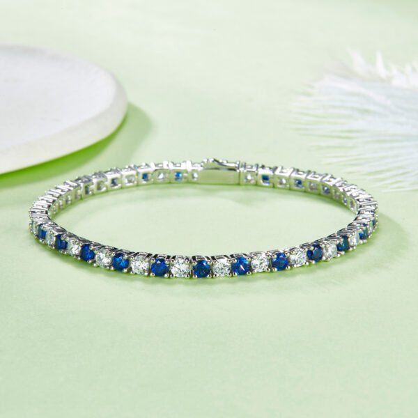 6d4bcd47-92a1-4940-9393-3e263f5c6904.jpeg S925 Sterling Silver 3x3mm Lab-Grown Gemstone Tennis Bracelet 16.5cm 8.6g Platinum Plated