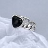 6fc488e6-779c-4889-a63b-2ef9f4fc095d.jpg 925 Sterling Silver Love Heart Black Ring