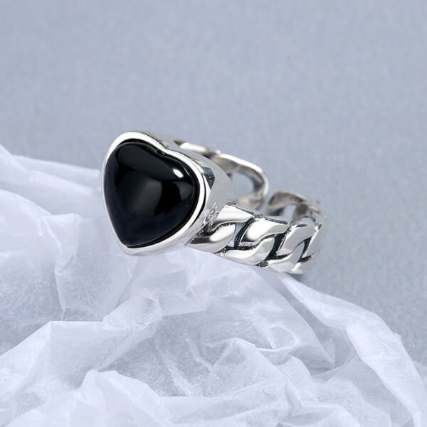 6fc488e6-779c-4889-a63b-2ef9f4fc095d.jpg 925 Sterling Silver Love Heart Black Ring