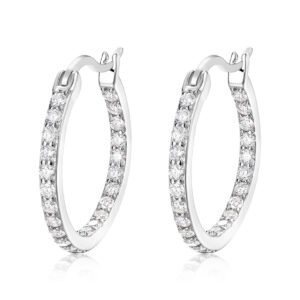 S925 Sterling Silver Pave Hoop Earrings