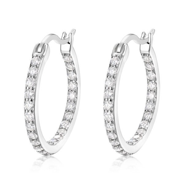 S925 Sterling Silver Pave Hoop Earrings