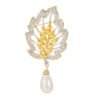 Zircon Leaf Pearl Brooch Elegant Corsage