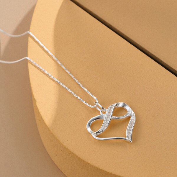74f34712-7e9c-445e-8339-ff19e09b0151.jpg Love Necklace Female Simple Heart-shaped 8-character Necklace Light Luxury Inlaid Zirconium Sterling Silver Clavicle Chain