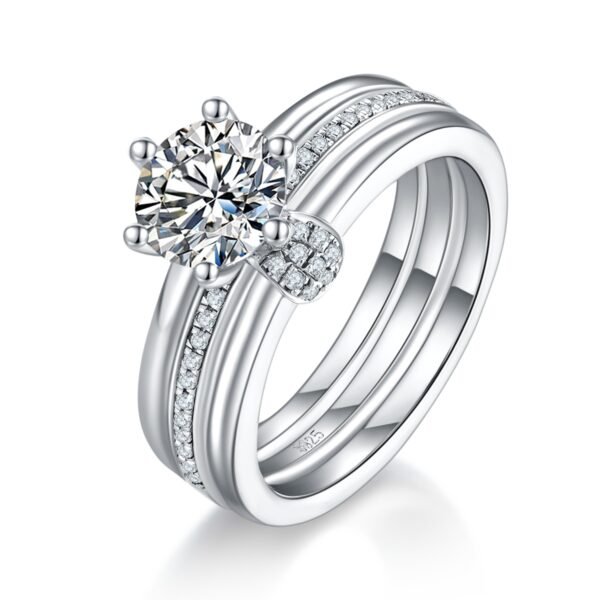 S925 Sterling Silver 1ct 6.5mm Stone Platinum Plated