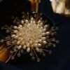 Elegant Snowflake Pearl Brooch