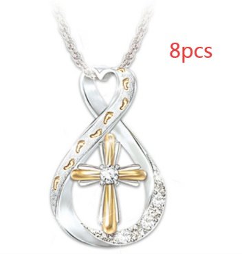 Cross Diamond Pendant Two Tone