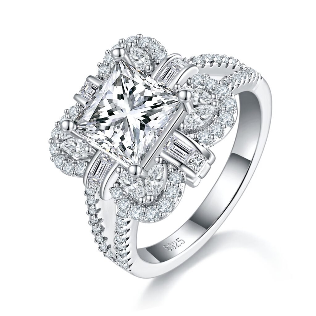 S925 Sterling Silver Princess Cut Ring