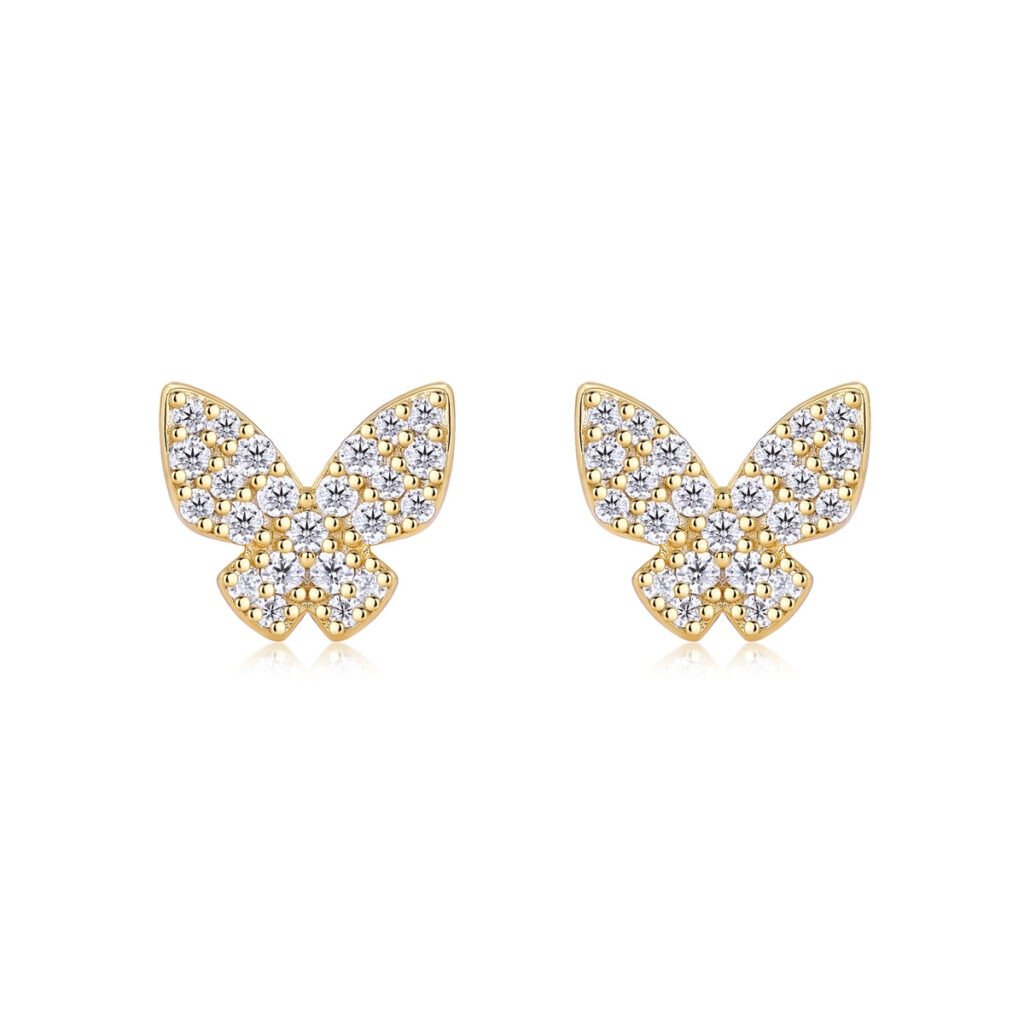 S925 Sterling Silver Butterfly Stud Earrings
