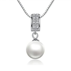849646360326.jpg 925 Sterling Silver Simulated Pearl Long Chain Necklace Pendant