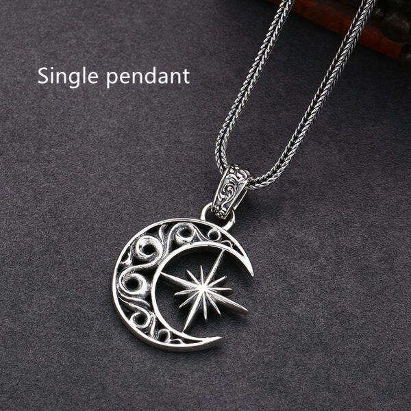 925 Sterling Silver Moon Asterism Necklace Pendant