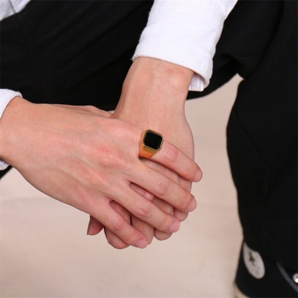 869654245073.jpg Men's stainless steel black agate ring