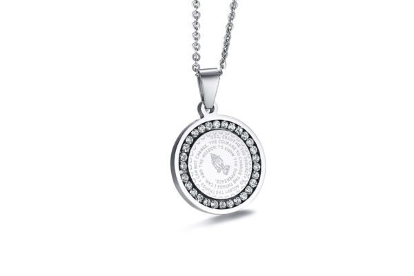 86cf7b07-7407-4ee6-80ce-e521c91f1e12.jpg Stainless Steel Rhinestone Prayer English Scripture Pendant