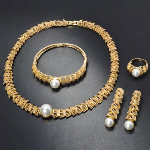 Vintage Gold Pearl Jewelry 4 Pieces Set