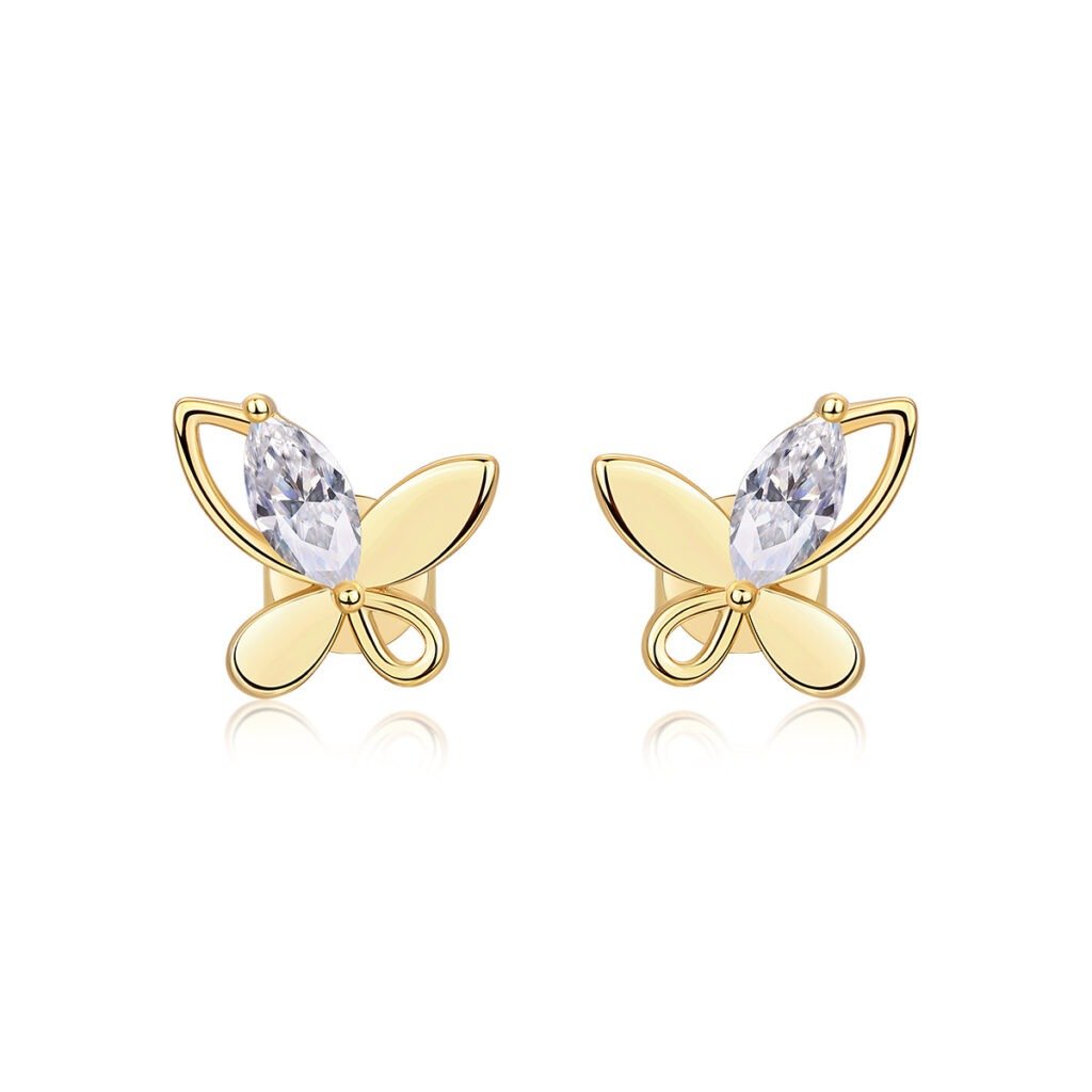 S925 Sterling Silver Butterfly Stud Earrings