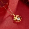 S925 Silver Gold Plated Rat Necklace Chinese Zodiac