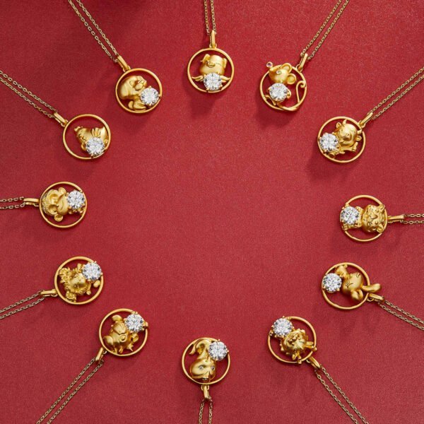 S925 Silver Gold Plated Rat Necklace Chinese Zodiac