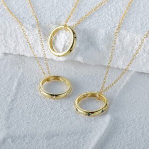 S925 Sterling Silver Circle Diamond-studded Necklace