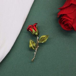 Three-dimensional Rose Flower Rhindiamond-style Brooch