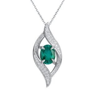 950cc033-6322-4bdc-9fd3-083a06d6afee.jpeg S925 Sterling Silver Lab-Grown Emerald Necklace