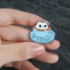 Cute White Cat Coffee Brooch