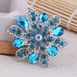 a11a711c-5f18-41cb-b8ed-8f9bb92cdc1e.jpg Turquoise Silver Crystal Rhinestone Flower Brooch Pin