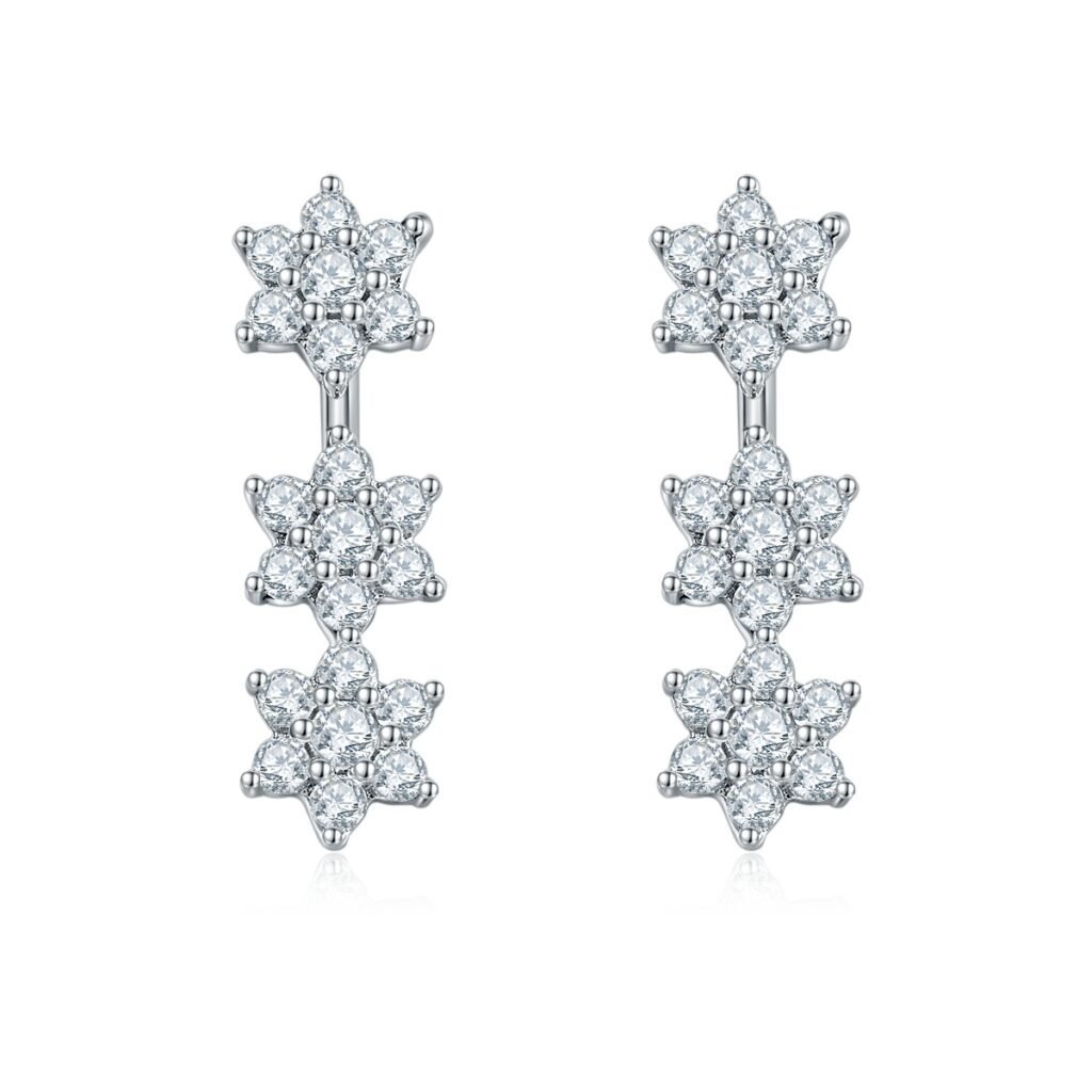 S925 Sterling Silver Star Dangle Earrings