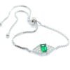 S925 Sterling Silver Lab-Grown Emerald Ruby Bracelet