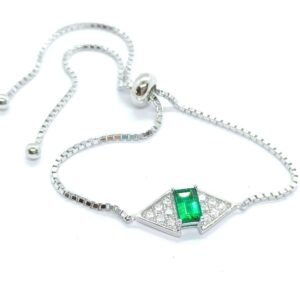 S925 Sterling Silver Lab-Grown Emerald Ruby Bracelet