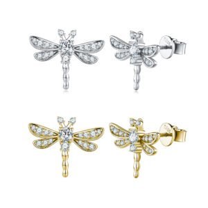 S925 Sterling Silver Dragonfly Stud Earrings