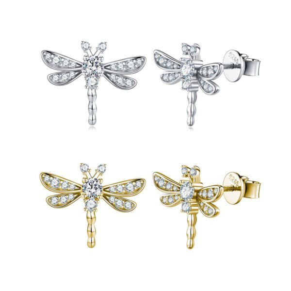 S925 Sterling Silver Dragonfly Stud Earrings