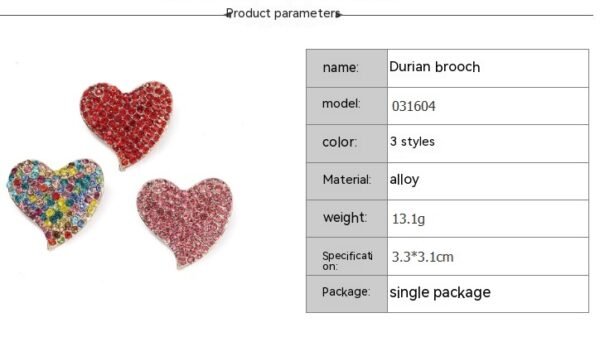 Heart-shaped Diamond Brooch Vintage Rhinestone Pin