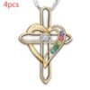 Cross Love Colorful Gemstone Pendant Alloy Clavicle Chain