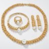 Vintage Gold Pearl Jewelry 4 Pieces Set