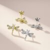 S925 Sterling Silver Dragonfly Stud Earrings