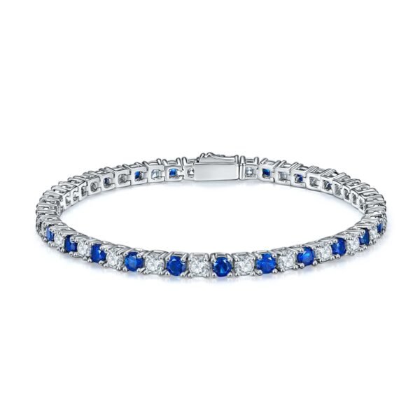 b0a99482-cf34-4cc6-81f5-05cfe162bc34.jpg S925 Sterling Silver 3x3mm Lab-Grown Gemstone Tennis Bracelet 16.5cm 8.6g Platinum Plated