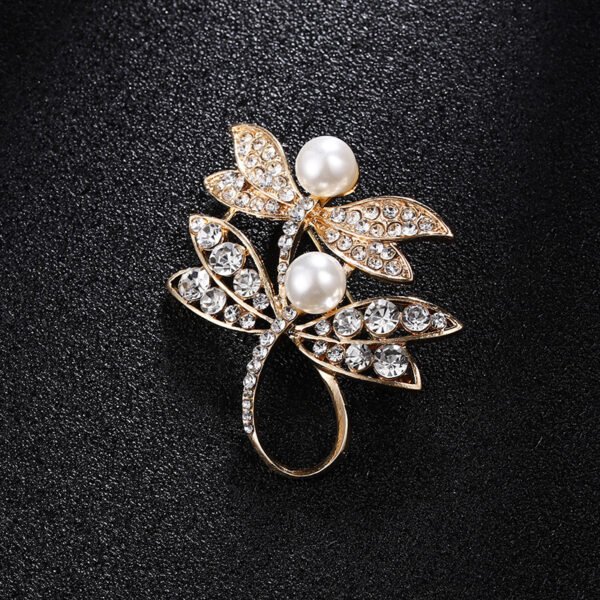 Rhinestone-encrusted Pearl Brooch