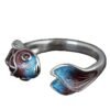 S925 Silver Retro Roasted Blue Carp Koi Ring