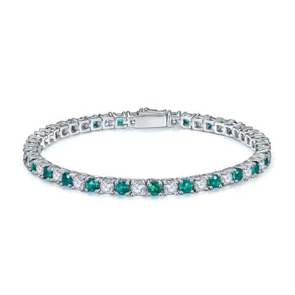 bc50d409-7f9a-4d09-8c11-7fdf8bccfe06.jpg S925 Sterling Silver 3x3mm Lab-Grown Gemstone Tennis Bracelet 16.5cm 8.6g Platinum Plated