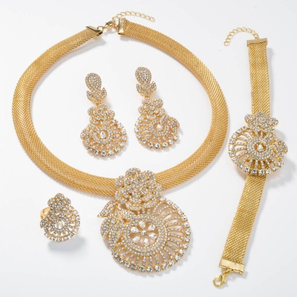 Fan-shaped Flower Gold Diamonds Set