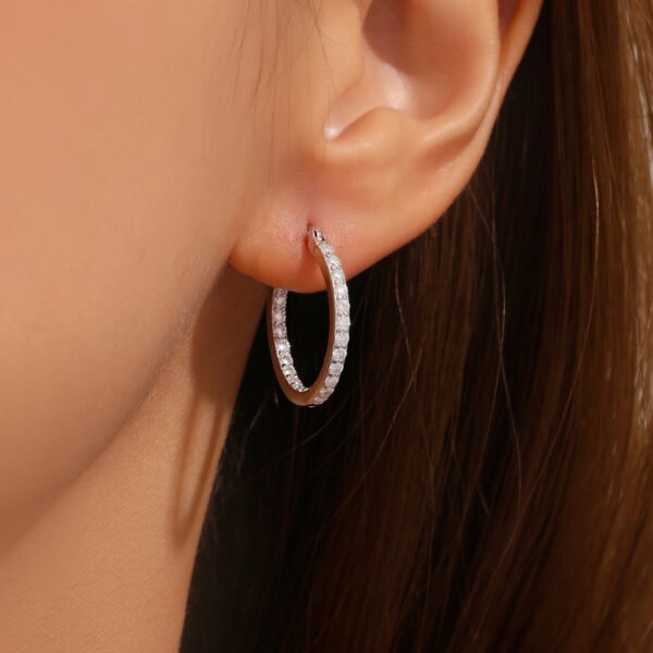 S925 Sterling Silver Pave Hoop Earrings