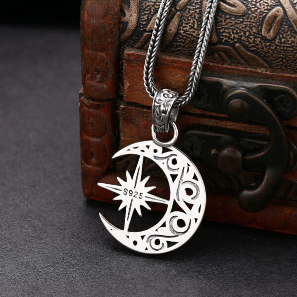 925 Sterling Silver Moon Asterism Necklace Pendant