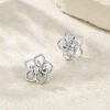 S925 Sterling Silver Abstract Flower Stud Earrings