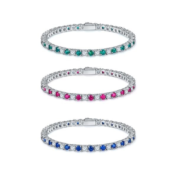 c475c9df-f889-45cc-be9a-90d619ea58ea.jpg S925 Sterling Silver 3x3mm Lab-Grown Gemstone Tennis Bracelet 16.5cm 8.6g Platinum Plated